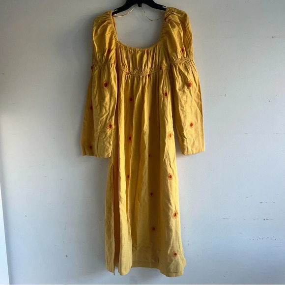 New! Free People Emory Embroidered Midi Dress Yellow nwot 22101 - Picture 4 of 10